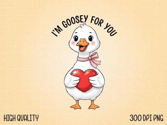 Download Cute Goose Holding Heart Illustration - Art Collection