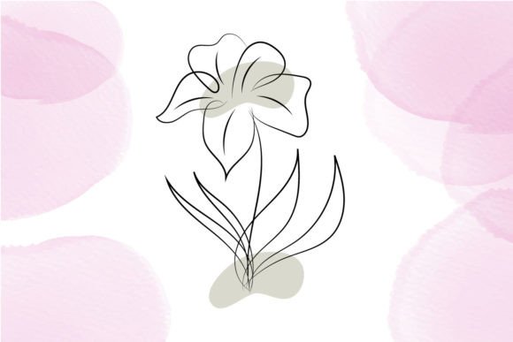 Download Isolated Flower Line Art with Leaf - Art Collection
