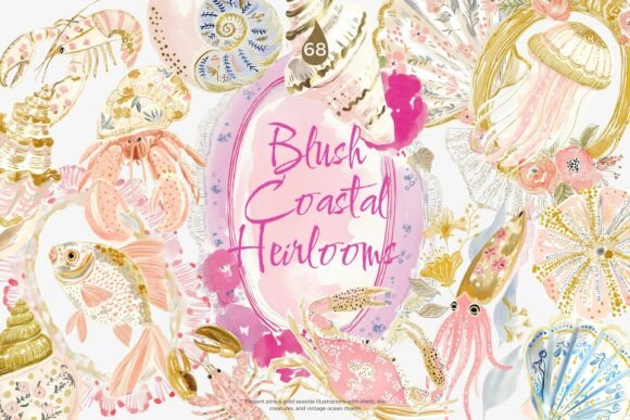 Download Blush Gold Coastal Clipart Set - Art Collection